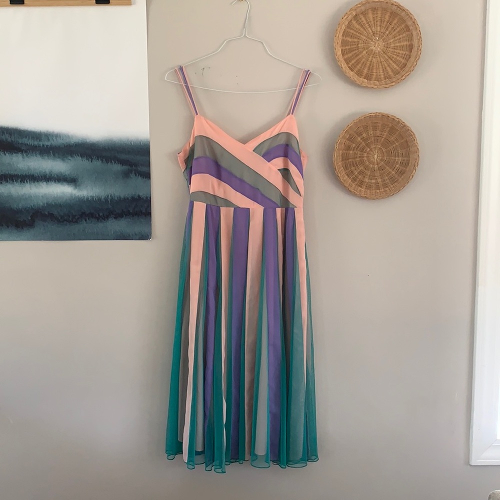 EUC ASOS Tulle Bodice Cord Strap Midi Dress